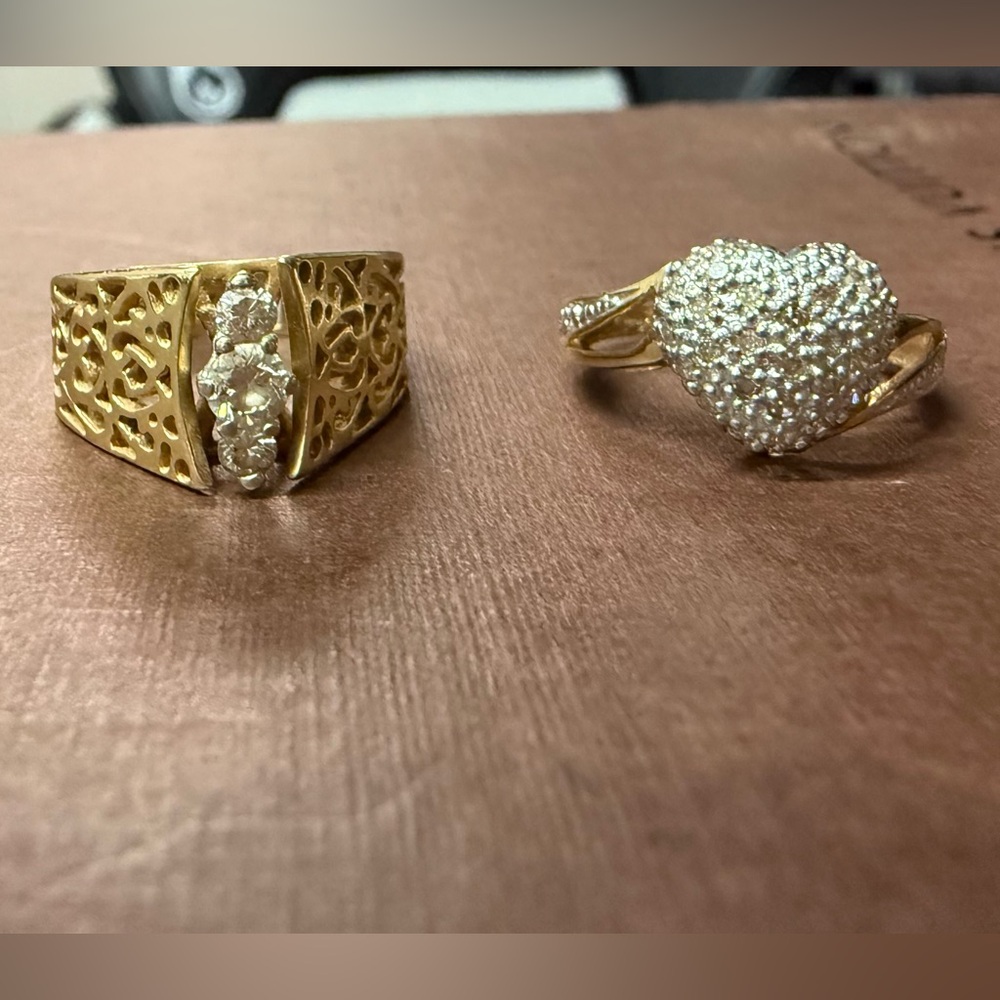Gold and Silver Heart Ring Set